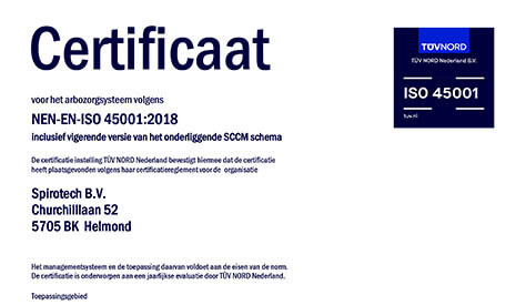 Spirotech ISO 45001 - TUV Certificate